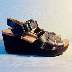Vionic Orthopedic Hoola TawnyII Mocha Suede Disco Platform Sandal size 7.5
